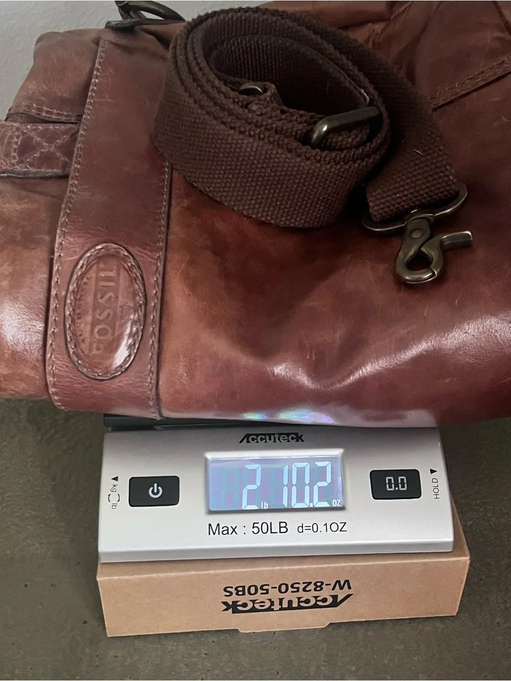 Fossil VTG 16” Brown Leather Satchel Crossbody Bag Messenger Computer Briefcase
